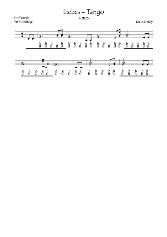 Liebes - Tango - Griffschrift 3+4reihige