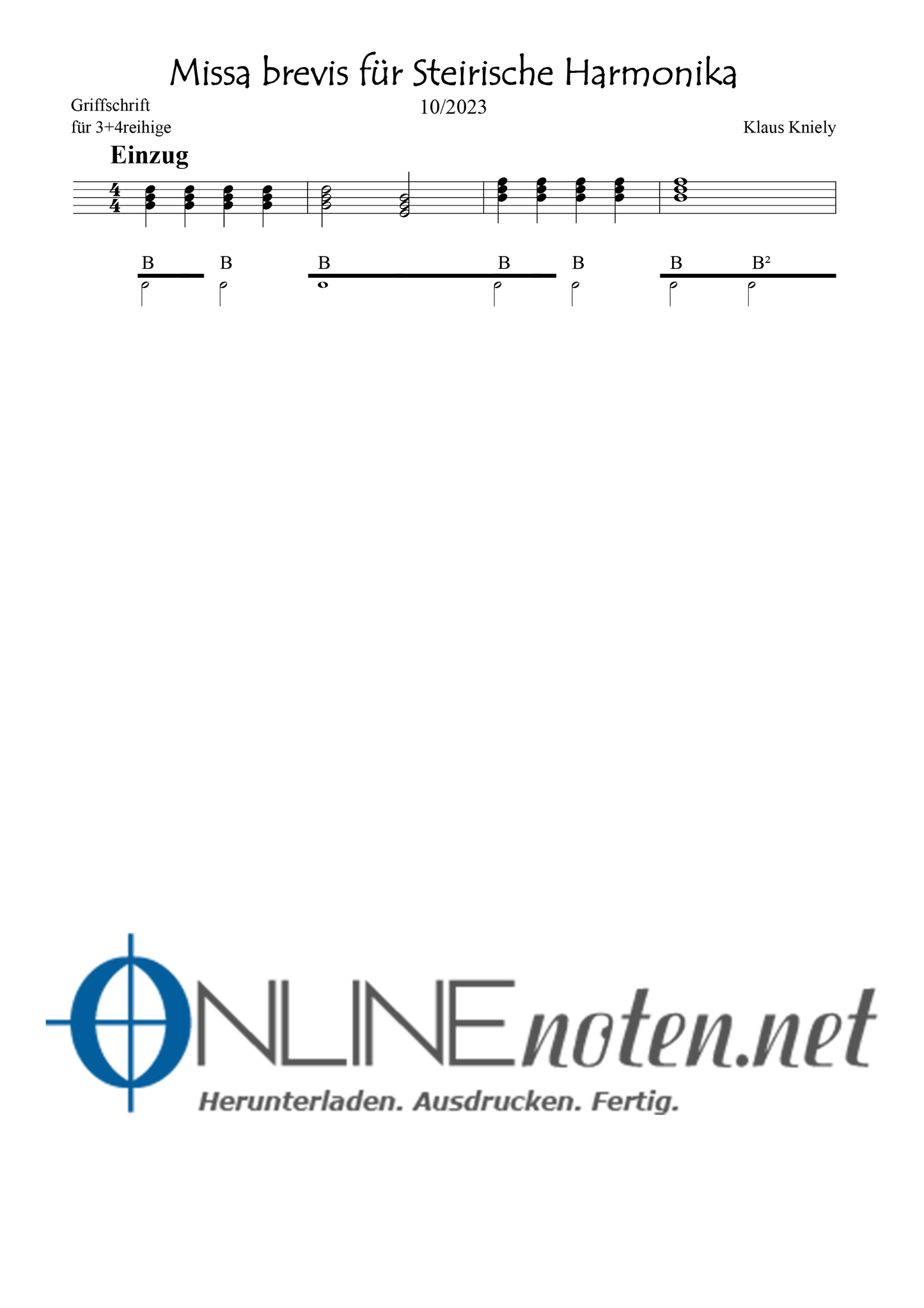Missa brevis für Steirische Harmonika - Griffschrift 3+4reihige