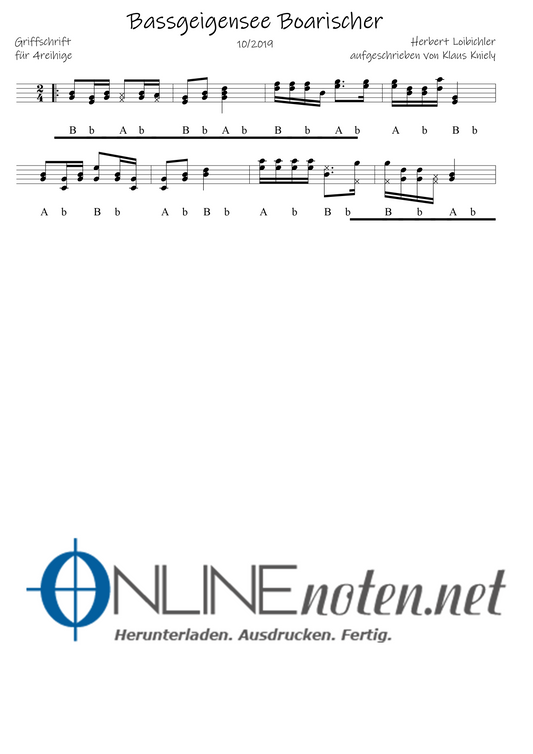 Bassgeigensee Boarischer - Griffschrift 4reihige