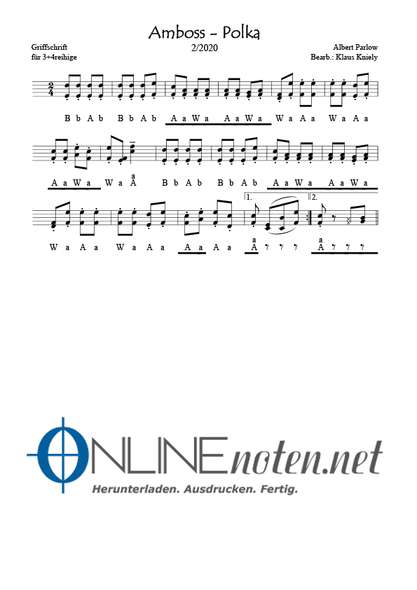 Amboss-Polka (Griffschrift 3+4reihige) - Online-Noten