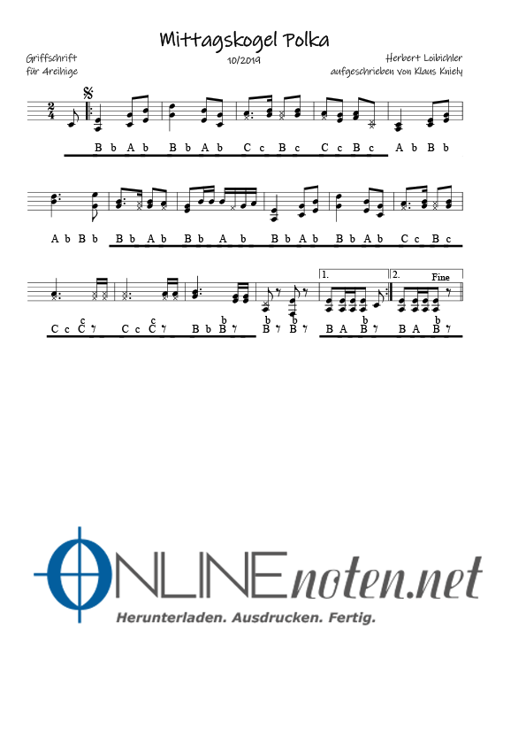 Mittagskogel Polka (4reihige) - Online-Noten