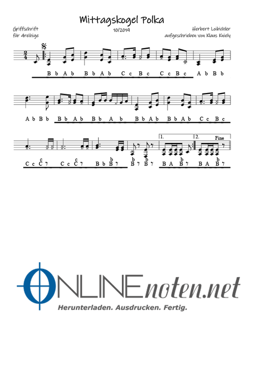 Mittagskogel Polka (4reihige) - Online-Noten