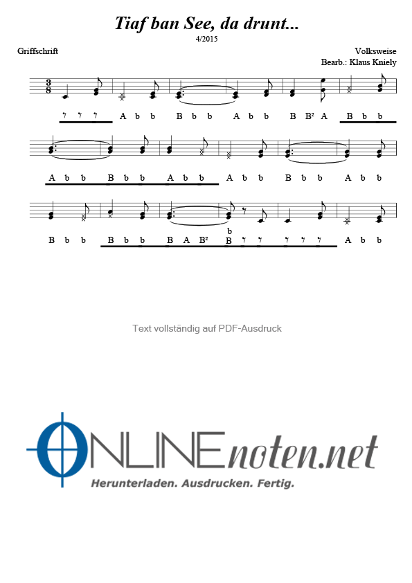 Tiaf ban See, do drunt - Online-Noten