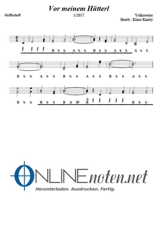 Vor meinem Hütterl - Online-Noten