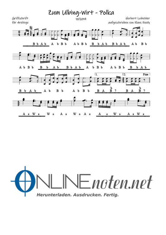 Zum Ulbing Wirt - Polka (4reihige) - Online-Noten